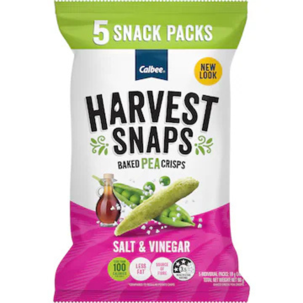 Calbee Harvest Snaps Salt & Vinegar Individual Serves 5pk