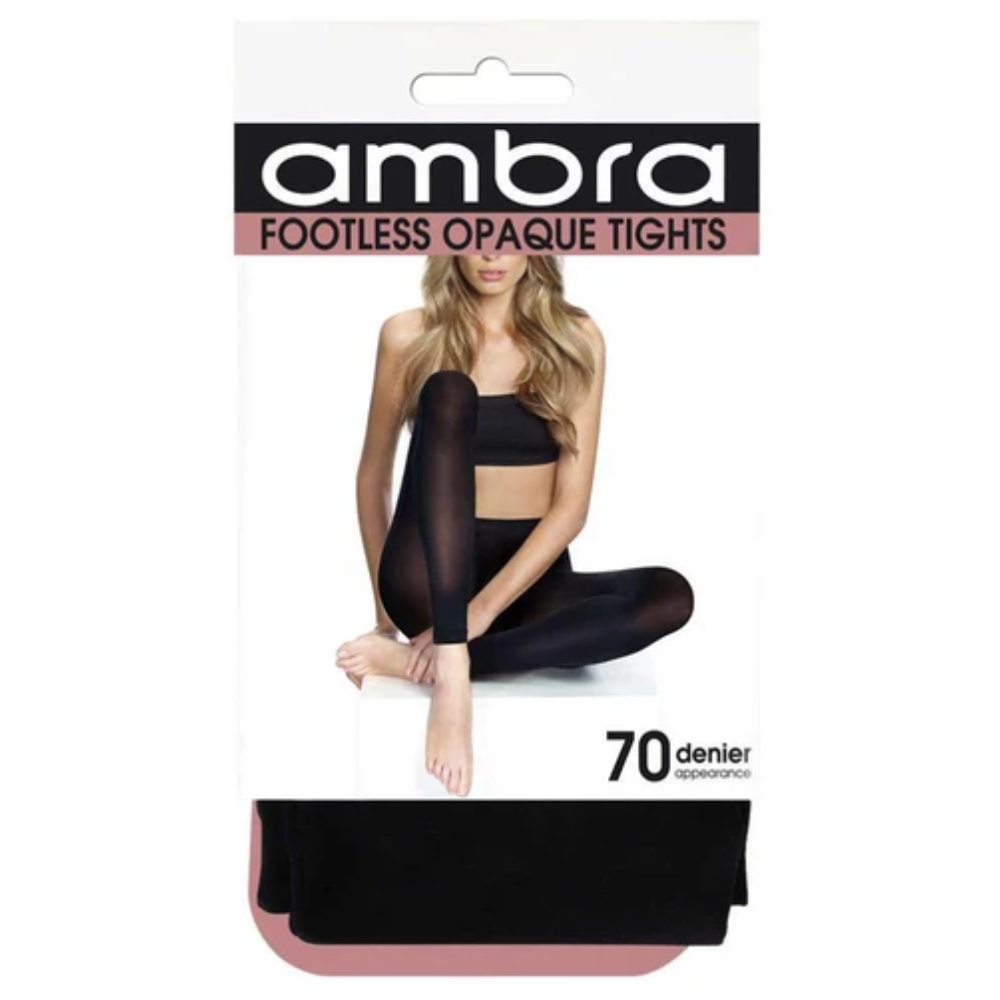 Ambra Footless Opaque Tights Black Tall1pk