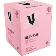 V Guarana Energy Refresh Pineapple & Watermelon Zero Sugar 250ml 4pk