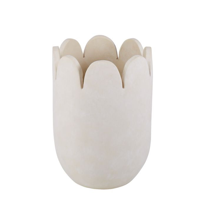 Ceramic Stone Scalloped Vessel