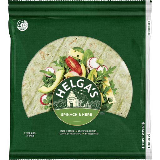 Helgas Wraps Spinach & Herb 7pk