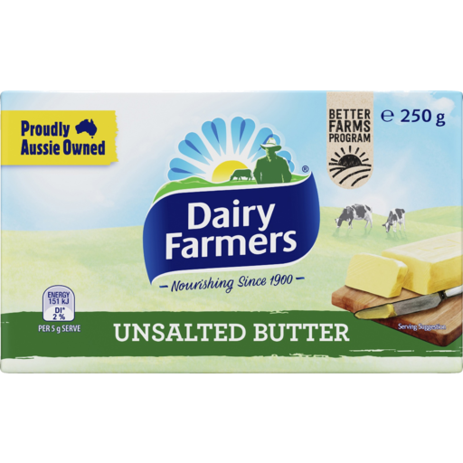 Dairy Farmers Unsalted Block Butter 250g
