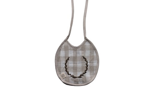 Linen Wreath Bib Large Gingham Natural/Olive