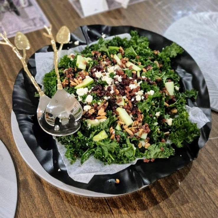 Kale and Apple Salad with Maple Bacon Pecan Crumble