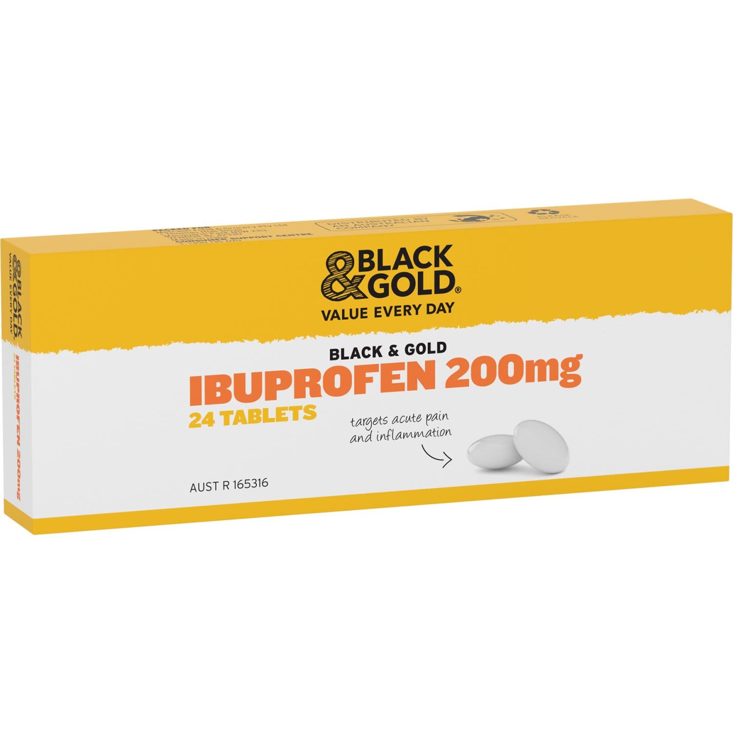Black & Gold Ibuprofen 200mg Tablets 24pk