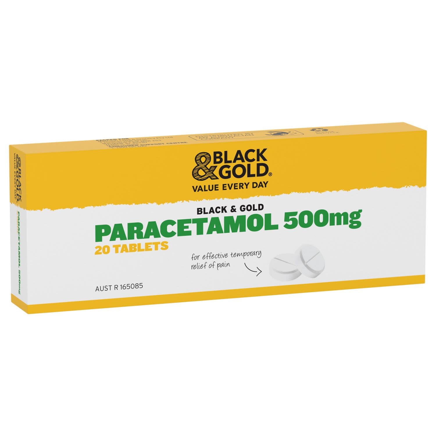 Black & Gold Paracetamol 500mg Tablets 20pk