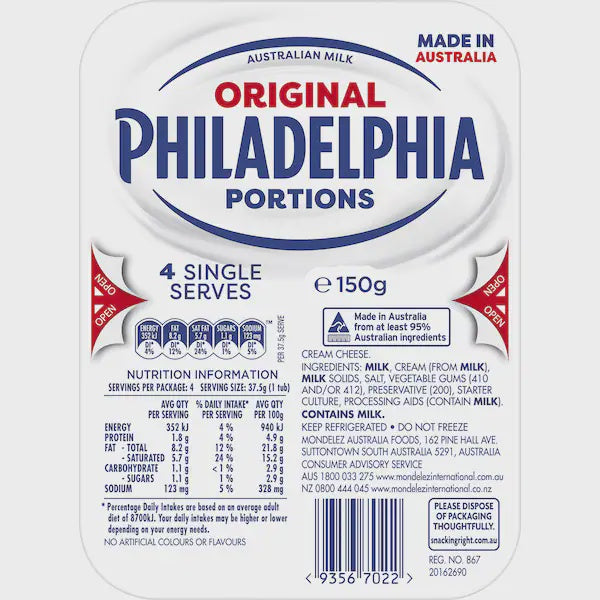 Philadelphia Original Cream Cheese Portion Snacks 150g