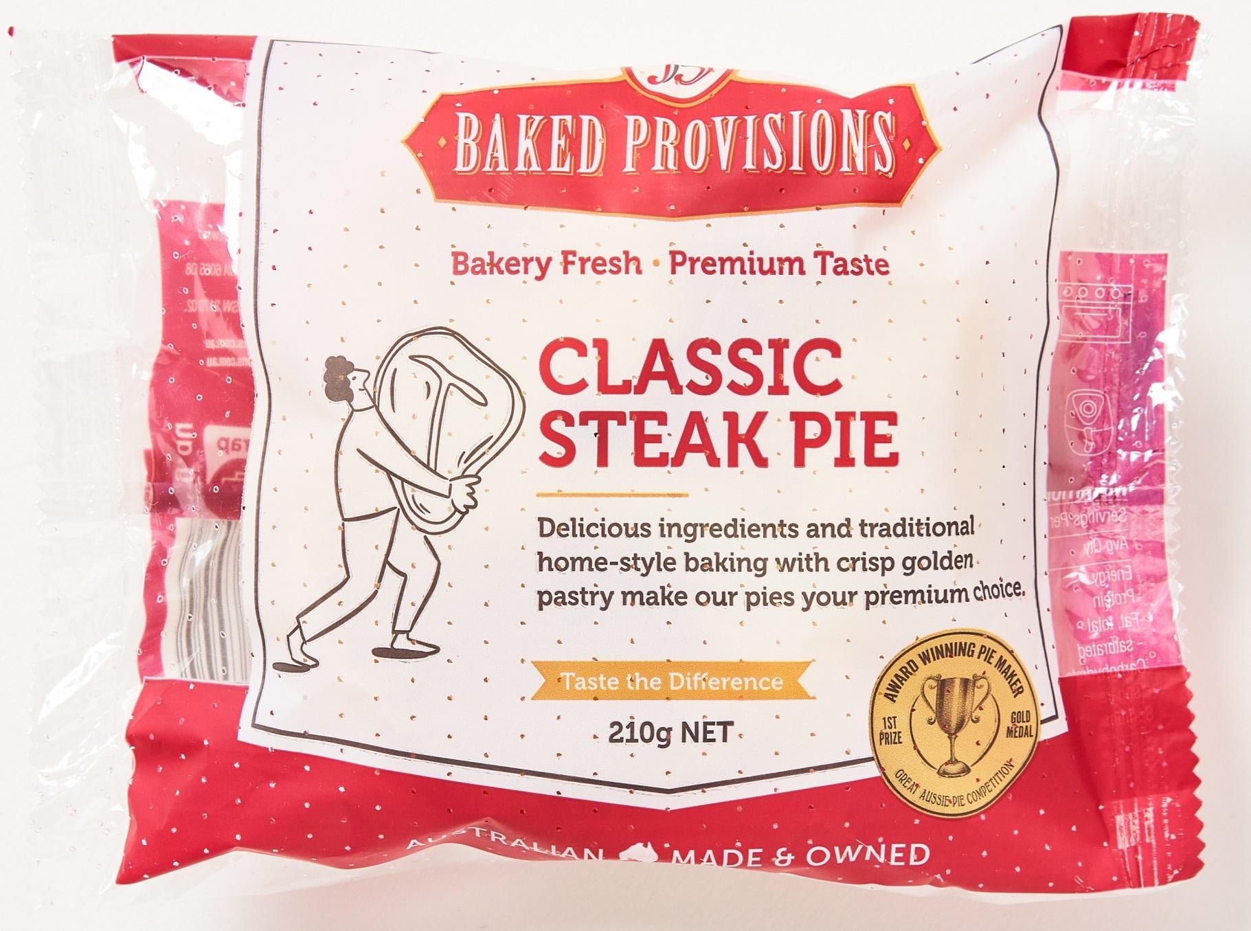 Baked Provisions Classic Steak Pie Perforated 210g