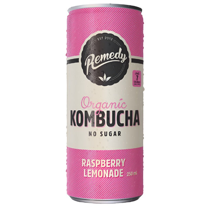 Remedy Kombucha Raspberry Lemonade 250ml 4pk