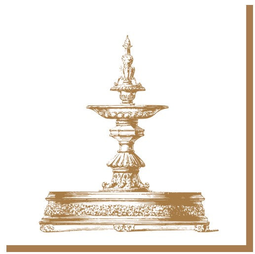 B & Y Cocktail Napkin Sepia Fountain 20pk