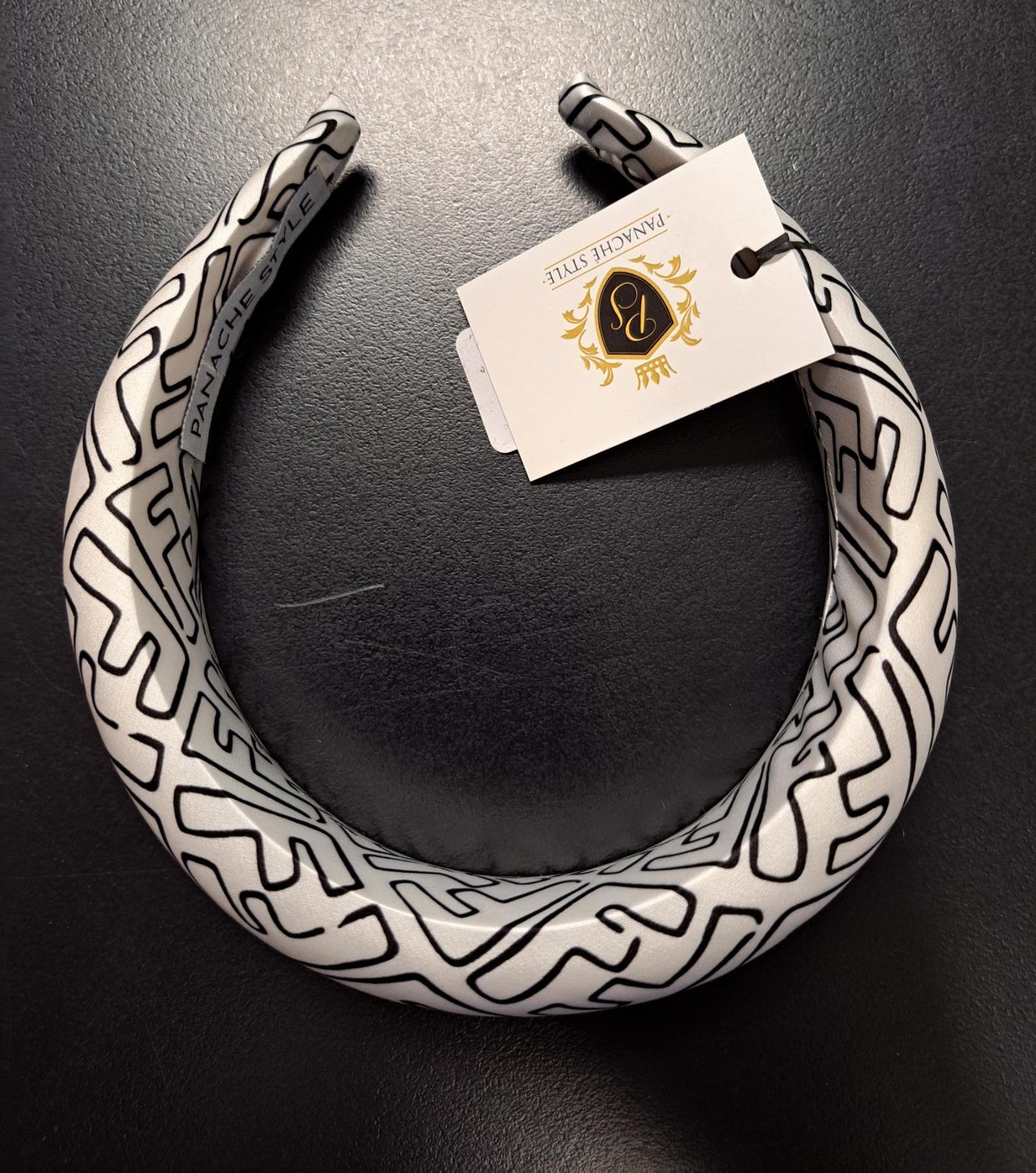 Silk Padded Headband White & Black