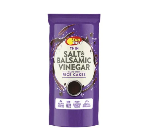 Sunrice Thin Rice Cakes Salt & Balsamic Vinegar 160g