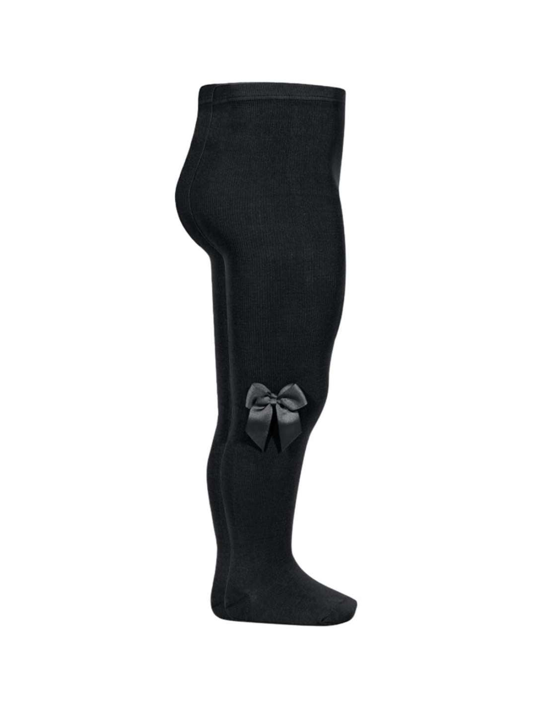 Condor Tights with Grosgrain Bow Black