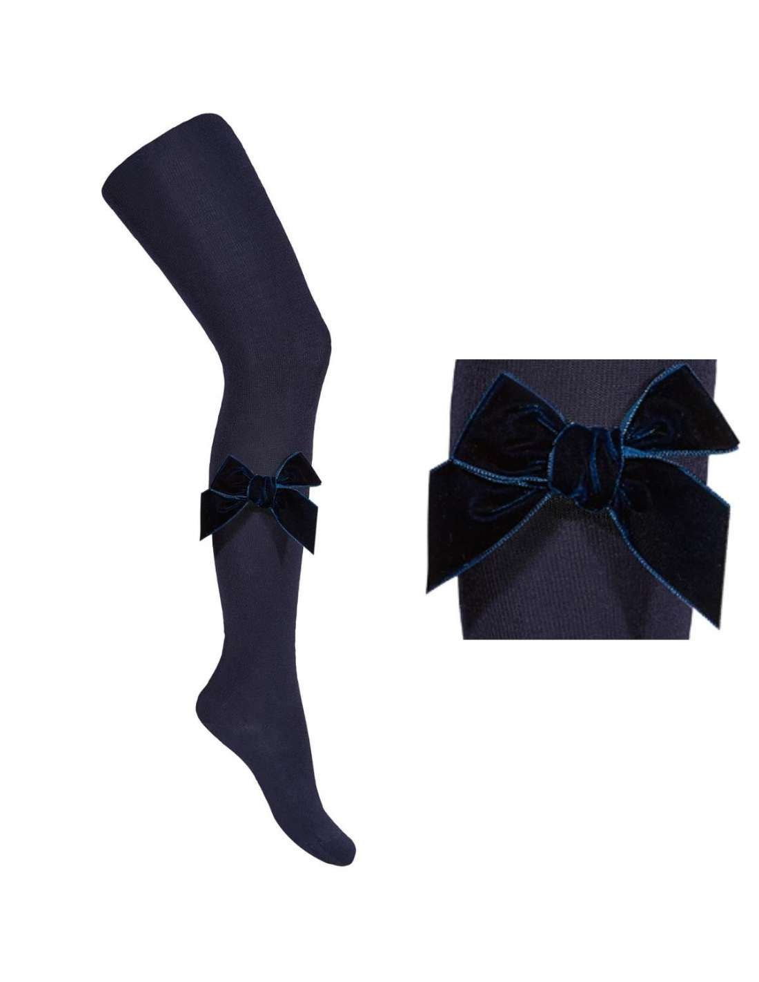 Condor Tights with Velvet Bow Navy