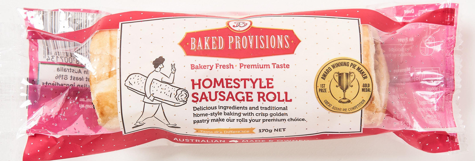 Baked Provisions Homestyle Sausage Roll Perforated 170g