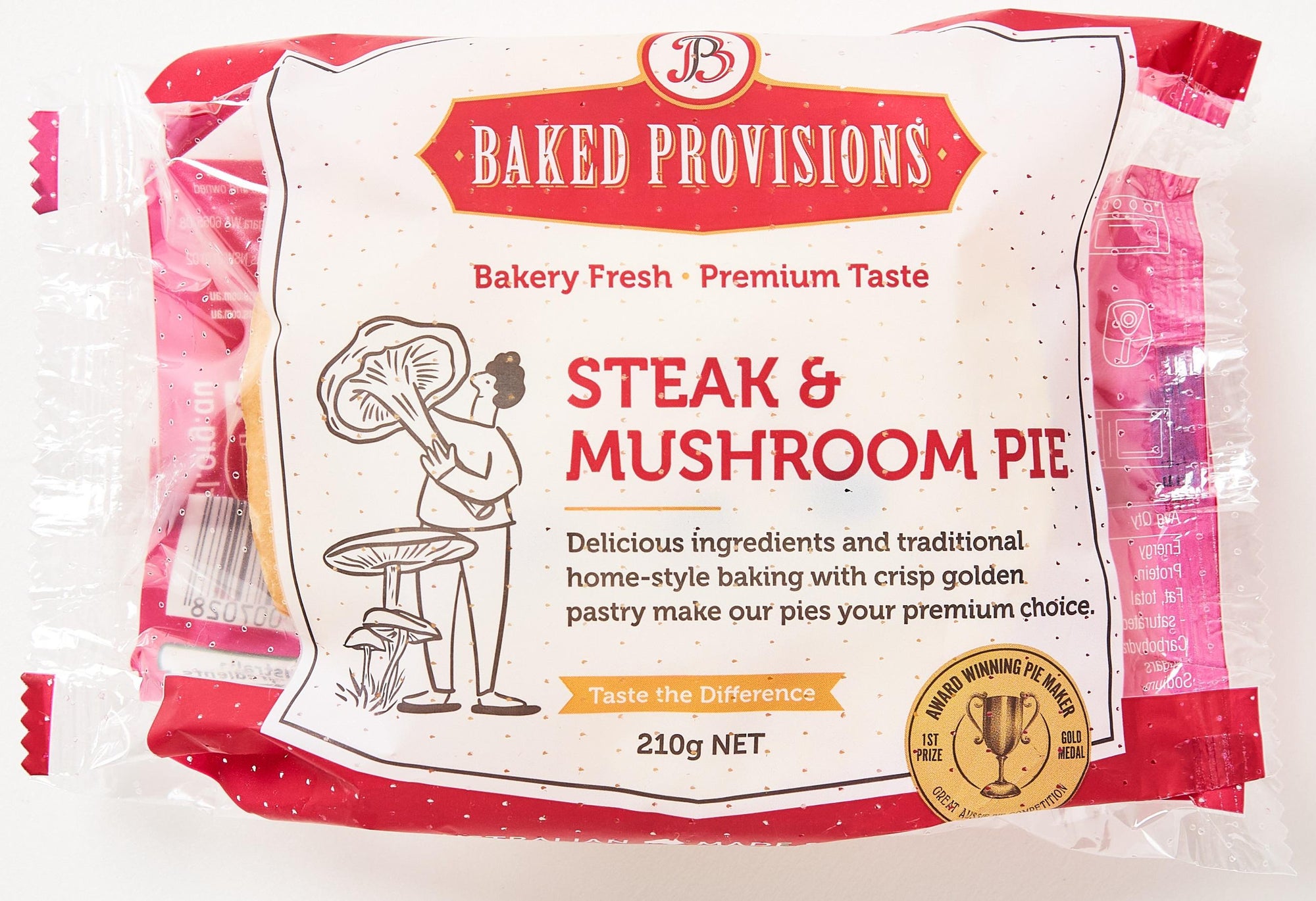 Baked Provisions Steak & Mushroom Pie Perforated 210g