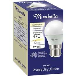 Mirabella Everyday Globe Cool White Bayonet 5W LED
