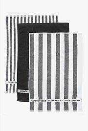 Country Road Cotton Tea Towel CR Stripe-Wide Stripe-Charcoal