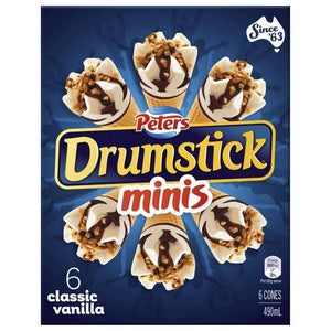 Peters Drumstick Minis Classic Vanilla Ice Cream Cones 6 pack