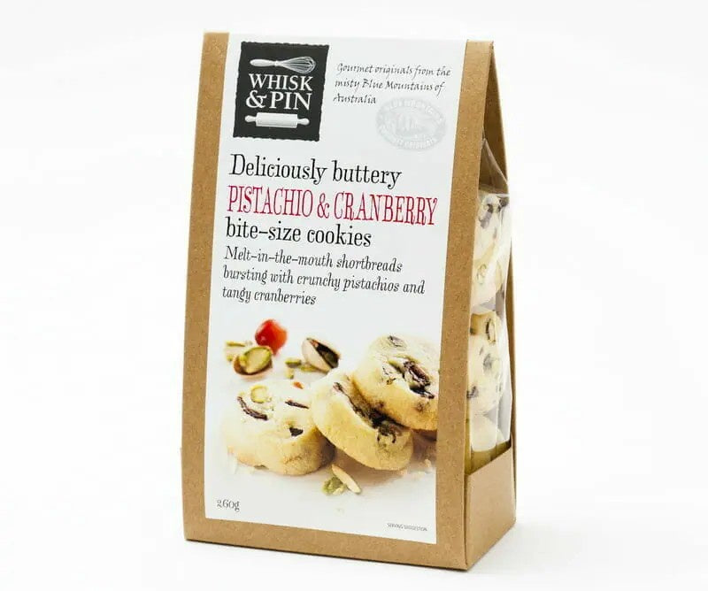 Whisk & Pin Pistachio & Cranberry Bite-Size Shortbreads 260g