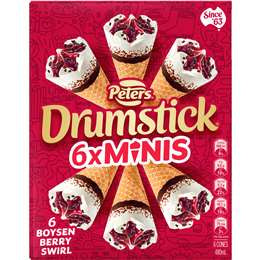 Peters Drumstick Minis Boysenberry Swirl Ice Cream Cones 6pk