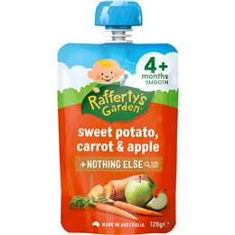Rafferty's Garden Smooth Sweet Potato Carrot Apple 4 Months+ Premium Baby Food Pouch 120g