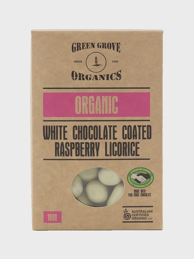 Junee White Choc Coated Raspberry Licorice 180g