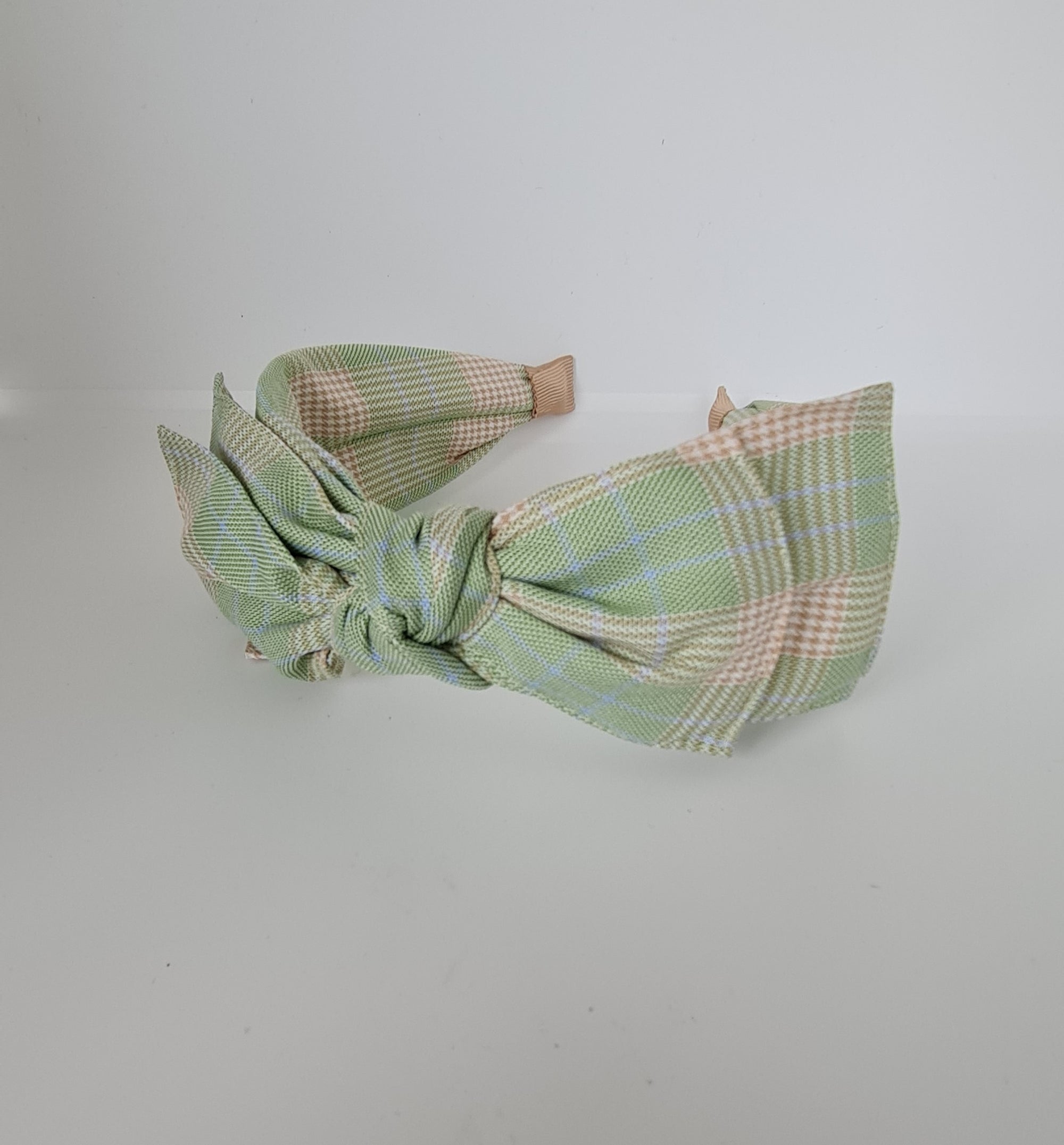 Plaid Bow Headband Green