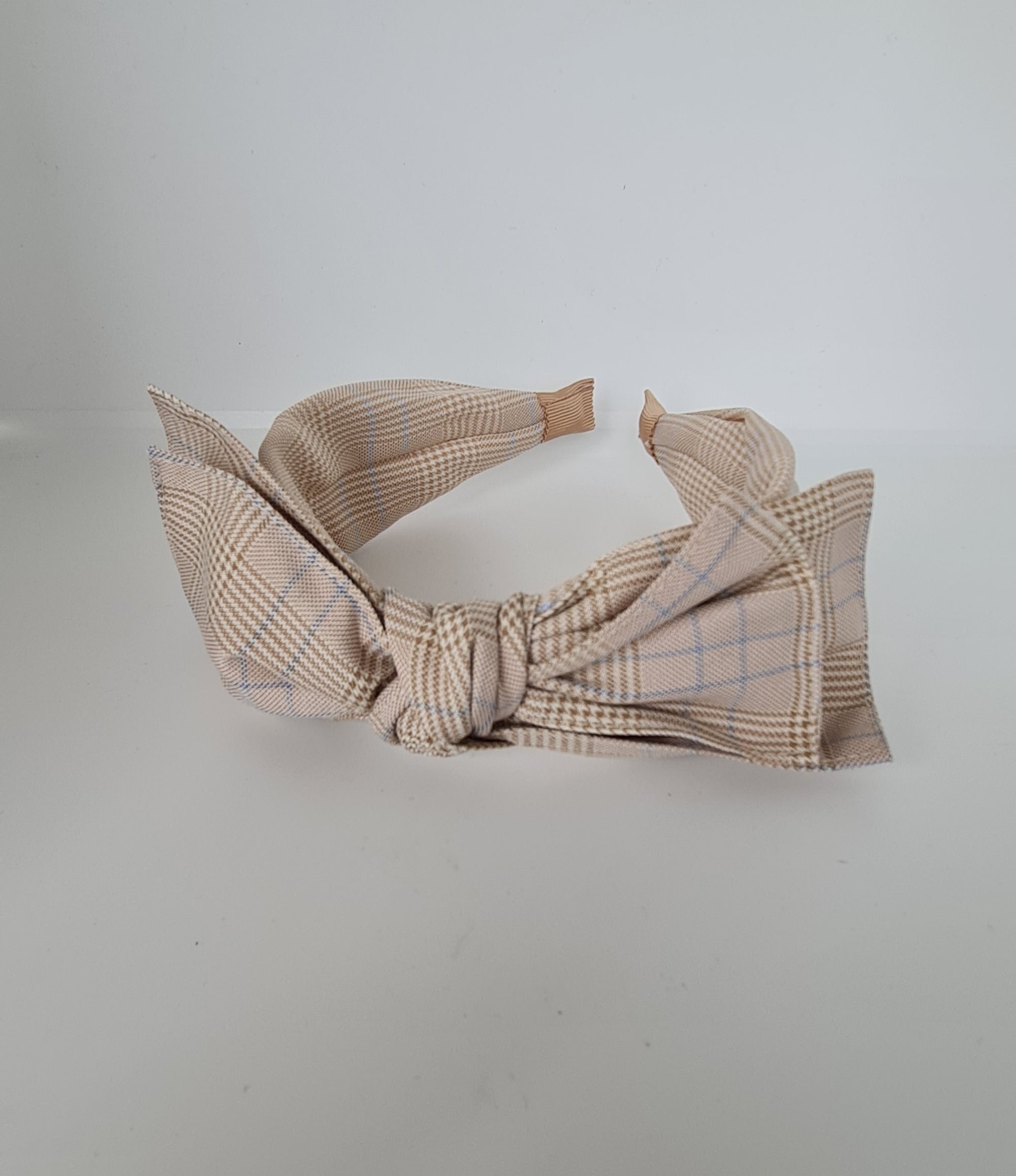 Plaid Bow Headband Khaki