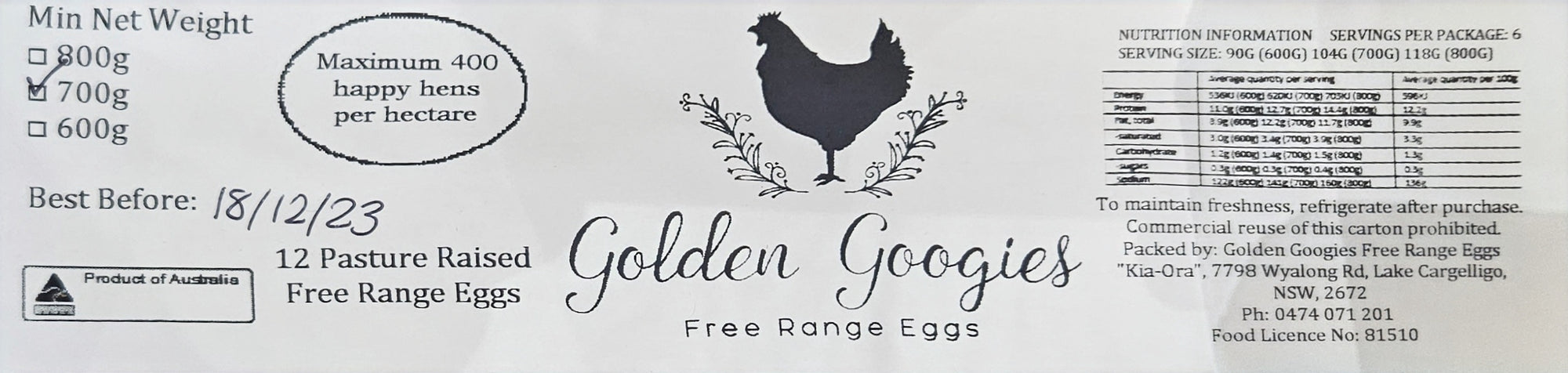 Golden Googies Free Range Eggs 700g