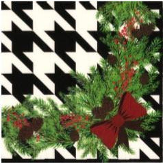 Manor Road Luncheon Napkin Houndstooth Christmas 20pk