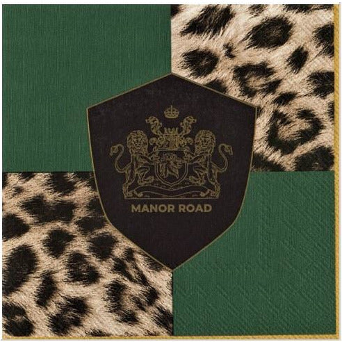 Manor Road Luncheon Napkins Checkerboard Leopard 20Pk