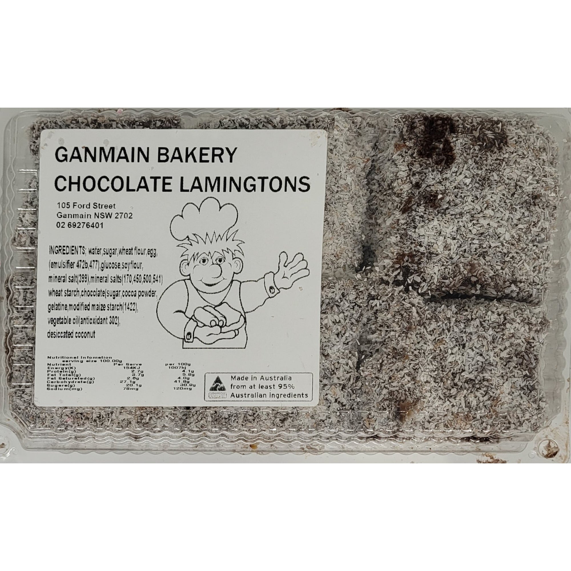 Ganmain Chocolate Lamingtons -6pk