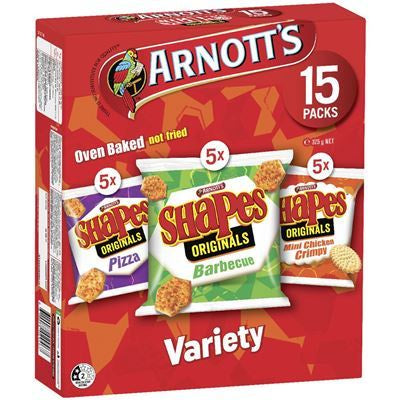 Arnott's Shapes Variety Mixed Box Crackers 15pk