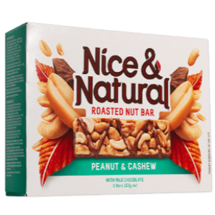 Nice & Natural Roasted Nut Bars Peanut & Cashew 6 Bars