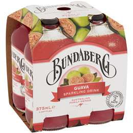Bundaberg Guava Sparkling Soft Drink 375ml 4pk
