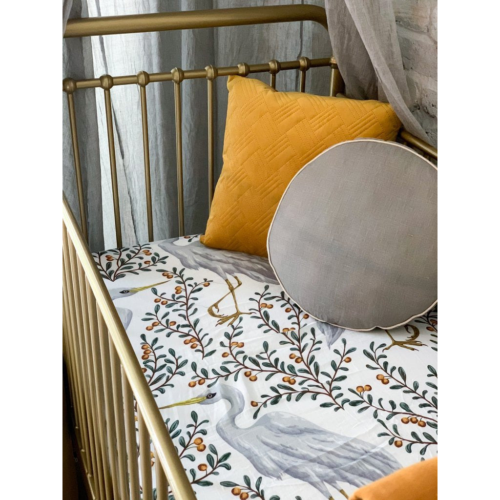 Kushiro Crane Muslin Fitted Cot Sheet