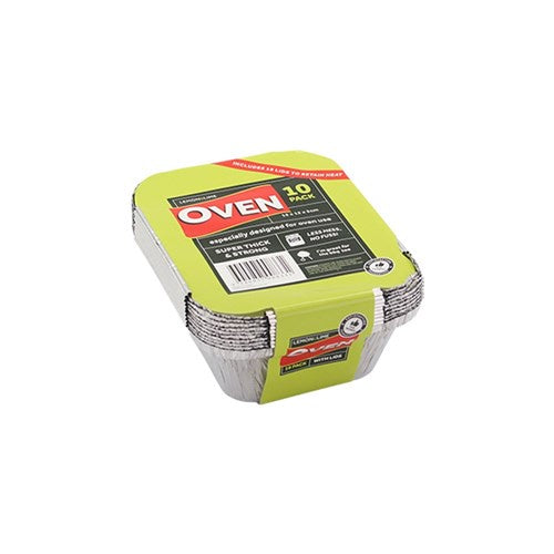 Lemon&Lime Foil Container with lid 15x12x5cm 10 pk