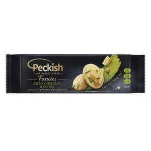 Peckish Fancies Aged Cheddar & Chives Premium Rice Crackers 90g