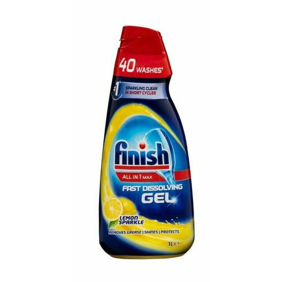 Finish Lemon Sparkle Concentrated Max All In 1 Fast Dissolving Dishwashing Gel 1L