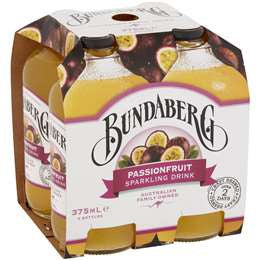 Bundaberg Sparkling Passionfruit Soft Drink 375ml 4pk