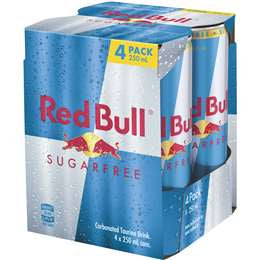 Red Bull Energy Drink Cans Sugar Free 4pk