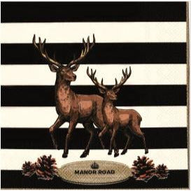 Manor Road Luncheon Napkin Striped Deer 20pk