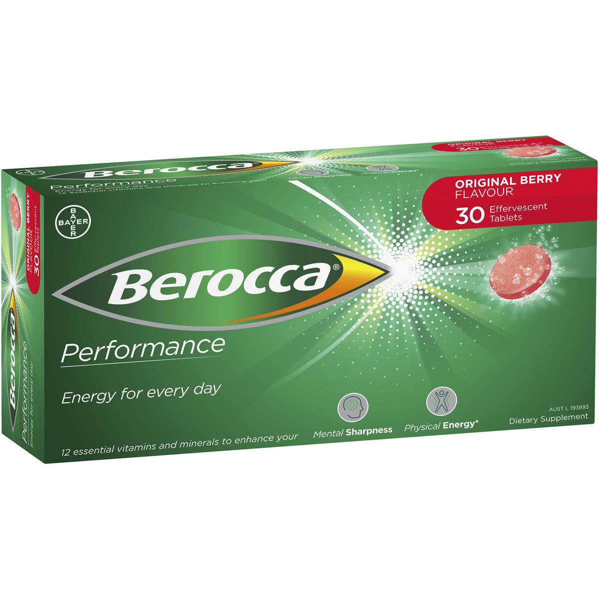Berocca Energy Effervescent Tablet Original Berry 30pk