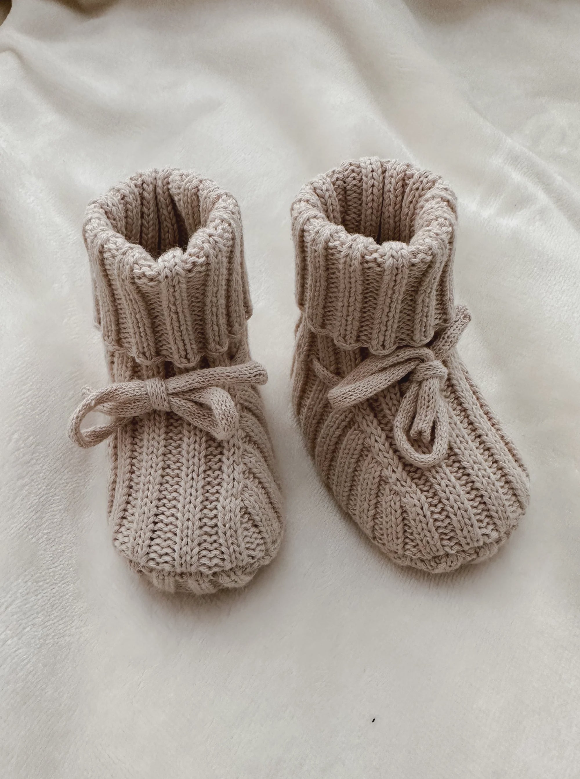 Ribbed Baby Booties Beige