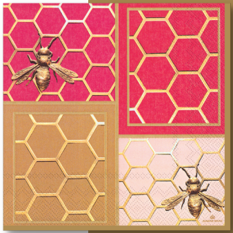 Manor Road Luncheon Napkins Colourblock Bees 20pk