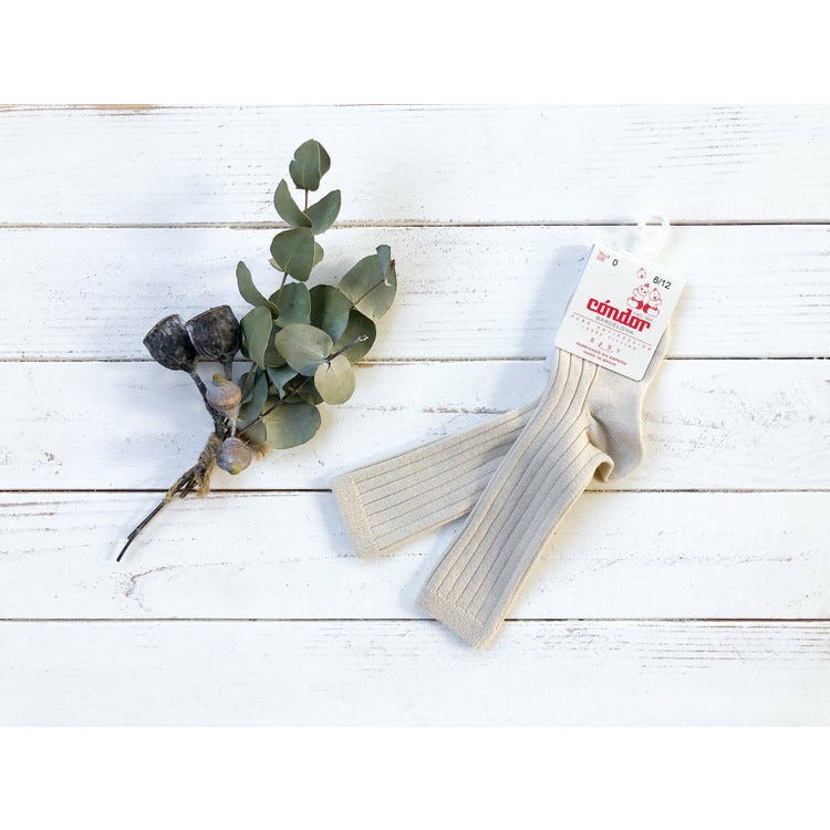 Condor Ribbed Knee High Socks Linen