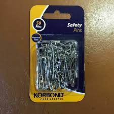 Korbond Safety Pins Silver 50pc