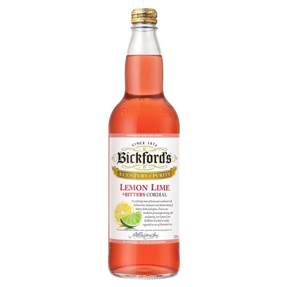 Bickfords Lemon Lime Bitters Cordial Bottle 750ml