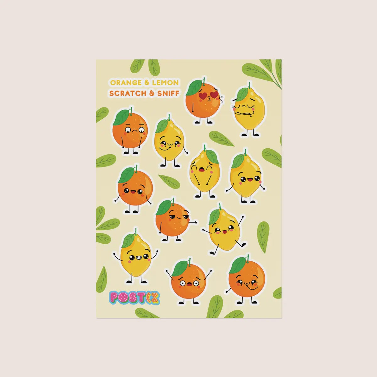 Orange & Lemon Mates A6 Scratch and Sniff Sticker Sheet